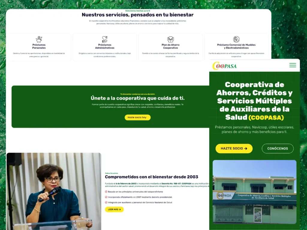 Proyecto web Cooperativa de Ahorros, Créditos y Servicios Múltiples de Auxiliares de la Salud (COOPASA)